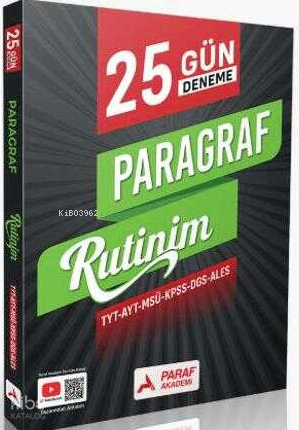 Paraf Akademi TYT 25 Günde Rutin Paragraf Branş Denemeleri