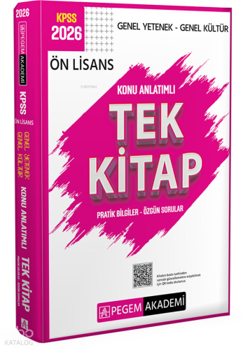 Pegem Akademi 2026 KPSS Genel Yetenek Genel Kültür Ön Lisans Konu Anlatımlı Tek Kitap