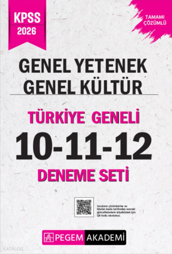 Pegem Akademi 2026 KPSS Genel Yetenek Genel Kültür Tamamı Çözümlü Türk