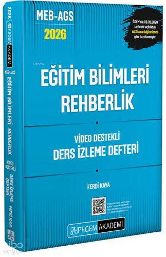 Pegem Akademi 2026 MEB AGS Eğitim Bilimleri Rehberlik Video Destekli Ders İzleme Defteri