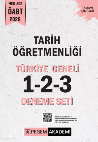 Pegem Akademi 2026 MEB AGS ÖABT Tarih Öğretmenliği Tamamı Çözümlü Türkiye Geneli 1-2-3 Deneme Seti