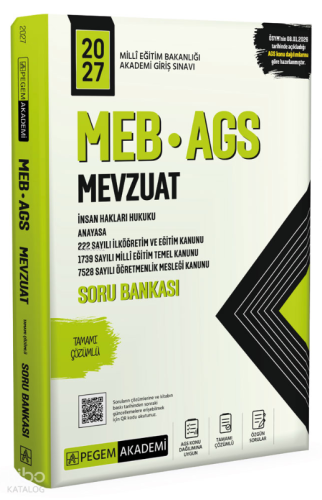 Pegem Akademi 2027 MEB-AGS Mevzuat Tamamı Çözümlü Soru Bankası