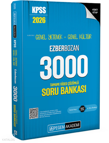 Pegem Akademi Yayıncılık 2026 KPSS Genel Yetenek Genel Kültür Ezberbozan 3000 Tamamı Video Çözümlü Soru Bankası