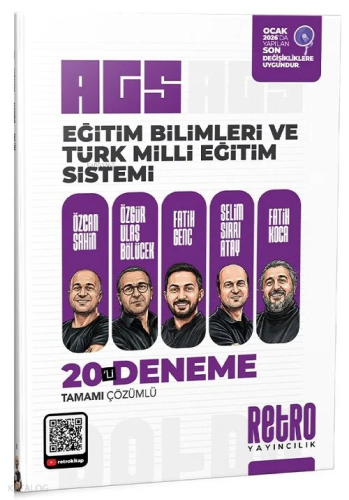 Retro Yayıncılık 2026 MEB-AGS Eğitim Bilimleri ve Türk Milli Eğitim Sistemi 20 Deneme Çözümlü