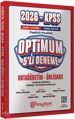 Saydam 2026 KPSS Lise Ortaöğretim Ön Lisans Optimum 5 Deneme Fasikül Çözümlü
