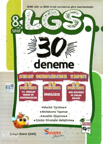Seans Yayınları 8. Sınıf LGS 30 Deneme (İnkılap-İngilizce-Din) Seans 