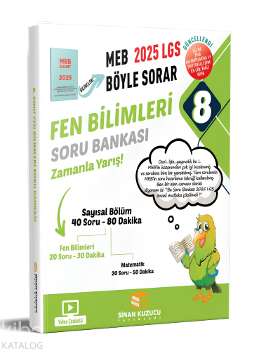 Sinan Kuzucu Yayınları 8. Sınıf 2025 Lgs Meb Böyle Sorar Fen Bilimleri Soru Bankası Video Çözümlü