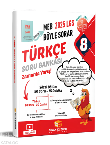 Sinan Kuzucu Yayınları 8. Sınıf 2025 Lgs Meb Böyle Sorar Türkçe Soru Bankası Video Çözümlü
