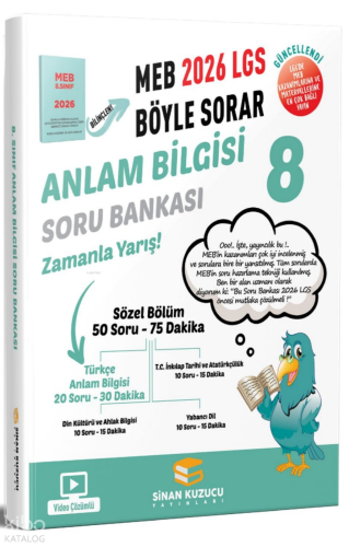 Sinan Kuzucu Yayınları 8. Sınıf 2026 Lgs Meb Böyle Sorar Anlam Bilgisi Soru Bankası Video Çözümlü