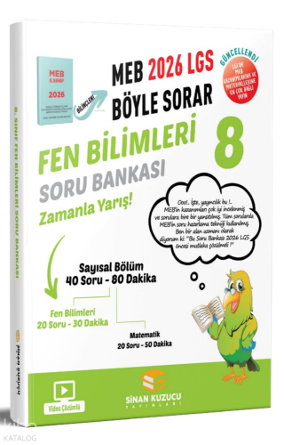 Sinan Kuzucu Yayınları 8. Sınıf 2026 Lgs Meb Böyle Sorar Fen Bilimleri Soru Bankası Video Çözümlü