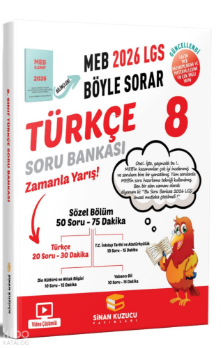 Sinan Kuzucu Yayınları 8. Sınıf 2026 Lgs Meb Böyle Sorar Türkçe Soru Bankası Video Çözümlü