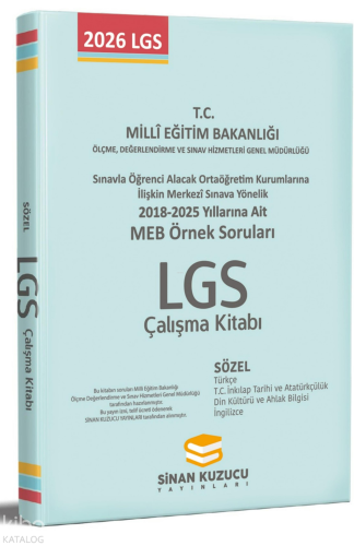 Sinan Kuzucu Yayınları Meb Örnek Soruları Sözel Çalışma Kitabı