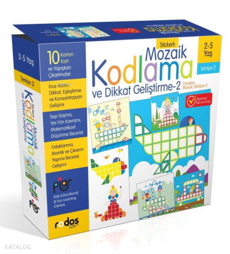 Stickerli Mozaik Kodlama ve Dikkat Geliştirme - Seviye 2 (2-5 Yaş)