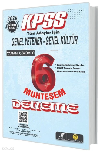 Tasarı 2026 KPSS Genel Yetenek Genel Kültür Muhteşem 6 Deneme Çözümlü
