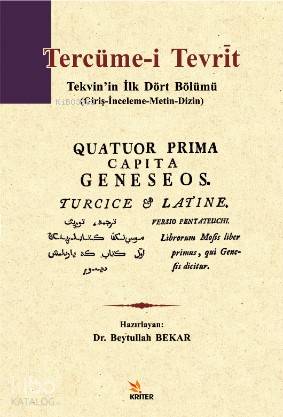Tercüme-i Tevrìt; Tekvin'in İlk Dört Bölümü (Giriş-İnceleme-Metin-Dizin)
