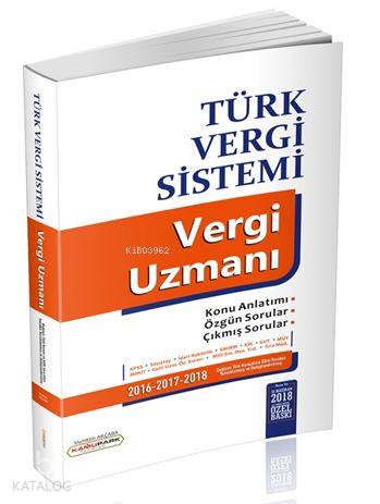 Türk Vergi Sistemi Vergi Uzmanı; KPSS A Grubu ve Tüm Kurum Sınavları İ