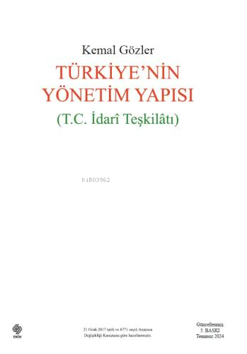 Türkiye'nin Yönetim Yapısı;T.C. İdari Teşkilâtı