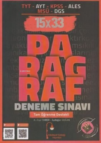 TYT AYT KPSS ALES MSÜ DGS Paragraf 15x33 Deneme