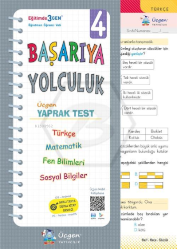 Üçgen Yayıncılık 4.Sınıf Başarıya Yolculuk - Yaprak Test - Kitapiks.co