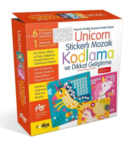 Unicorn Stickerlı Mozaik Kodlama ve Dikkat Geliştirme Oyun Seti