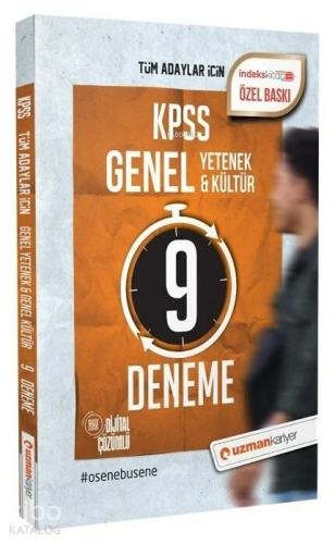 Uzman Kariyer Yayınları KPSS Genel Yetenek Genel Kültür 9 Deneme Dijital Çözümlü