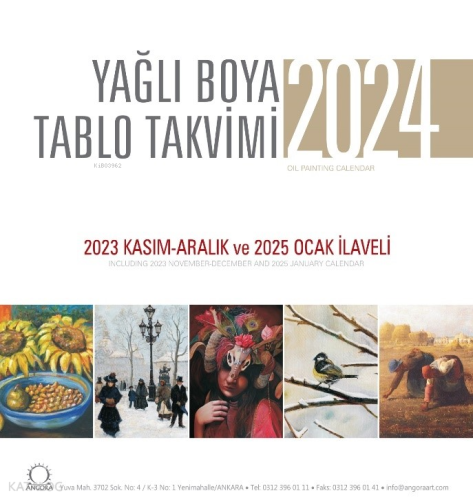 Yağlı Boya Tablo Takvimi 2024 Duvar Takvimi;2023 Kasım - Aralık ve 2025 Ocak İlaveli