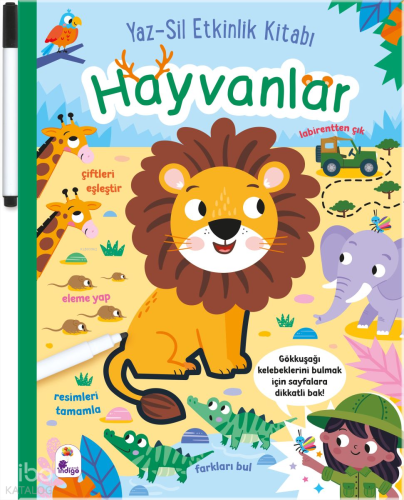 Yaz-Sil Etkinlik Kitabı – Hayvanlar (Ciltli - Kalemli)