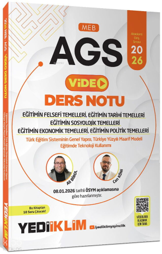 Yediiklim 2026 MEB AGS Eğitimin Temelleri ve Temel Kavramlar Türk Milli Eğitim Sisteminin Genel Yapısı Eğitim ve Öğretim Te
