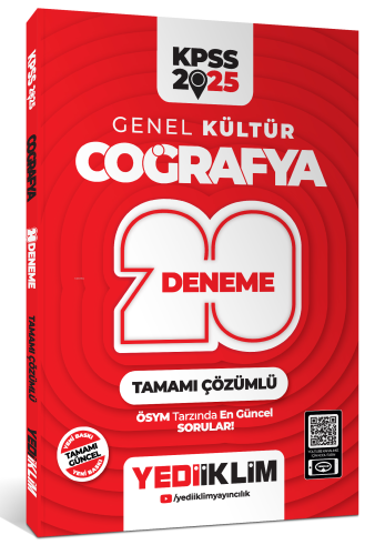 Yediiklim Yayıncılık 2025 KPSS Genel Kültür Coğrafya Tamamı Çözümlü 20 Deneme