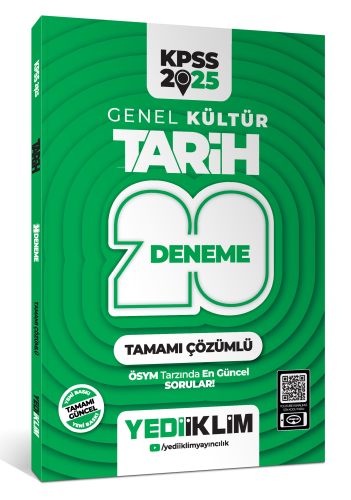 Yediiklim Yayıncılık 2025 KPSS Genel Kültür Tarih Tamamı Çözümlü 20 Deneme
