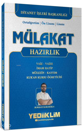 Yediiklim Yayıncılık Diyanet İşleri Mülakat Hazırlık Kitabı ;Vaiz - Va