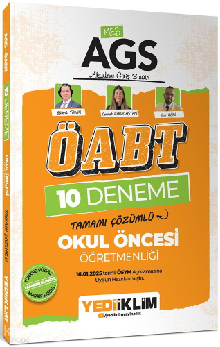 Yediiklim Yayınları 2025 MEB AGS ÖABT Okul Öncesi Öğretmenliği Tamamı Çözümlü 10 Deneme