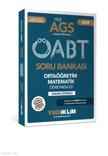 Yediiklim Yayınları 2025 MEB AGS ÖABT Ortaöğretim Matematik Öğretmenliği Tamamı Çözümlü Soru Bankası