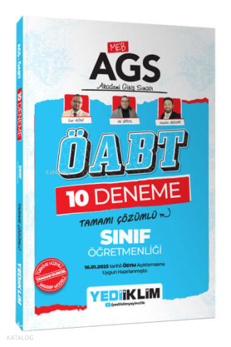 Yediiklim Yayınları 2025 MEB AGS ÖABT Sınıf Öğretmenliği Tamamı Çözümlü 10 Deneme Sınavı