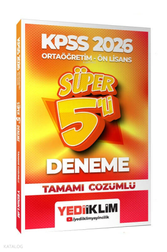 Yediiklim Yayınları 2026 Kpss Ortaöğretim-Önlisans Genel Yetenek Genel Kültür Tamamı Çözümlü Süper 5 Deneme