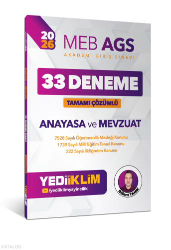 Yediiklim Yayınları 2026 MEB AGS Anayasa ve Mevzuat Tamamı Çözümlü 33 