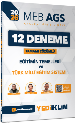 Yediiklim Yayınları 2026 MEB AGS Eğitimin Temelleri Ve Türk Milli Eğitim Sistemi Tamamı Çözümlü 12 Deneme