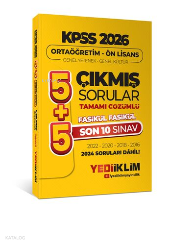 Yediiklim Yayınları 2026 Ortaöğretim-Önlisans Genel Yetenek Genel Kültür 5+5 Tamamı Çözümlü Son 10 Sınav Fasikül Fasikül Çıkmış Sorular(2024 Soruları Dahil)