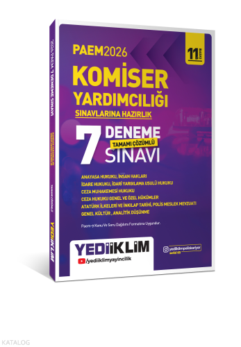 Yediiklim Yayınları 2026 PAEM Komiser Yardımcılığı Sınavlarına Hazırlı