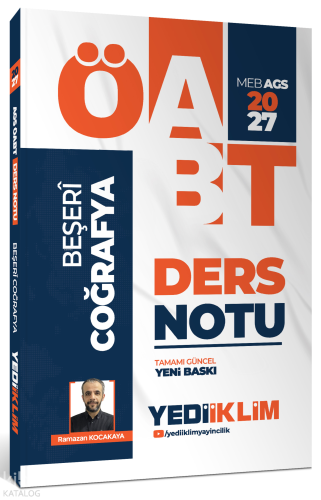 Yediiklim Yayınları 2027 MEB AGS ÖABT Beşeri Coğrafya Ders Notu
