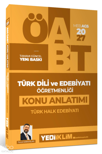 Yediiklim Yayınları 2027 MEB AGS ÖABT Türk Dili ve Edebiyatı Öğretmenliği Türk Halk Edebiyatı Konu Anlatımı
