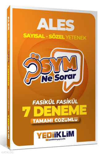 Yediiklim Yayınları 2027 ÖSYM Ne Sorar ALES Tamamı Çözümlü Fasikül 7 Deneme