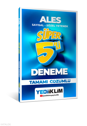 Yediiklim Yayınları ALES Sayısal - Sözel Yetenek Tamamı Çözümlü Süper 5`li Deneme