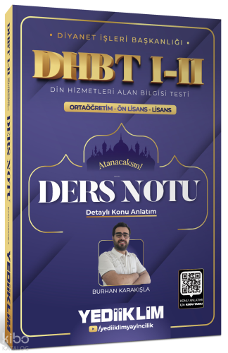 Yediiklim Yayınları Diyanet İşleri Başkanlığı DHBT I-II Ortaöğretim - Ön Lisans - Lisans Ders Notu