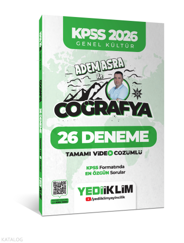 Yediiklim Yayınları KPSS 2026 Genel Kültür Adem Asra ile Coğrafya Tamamı Video Çözümlü 26 Deneme