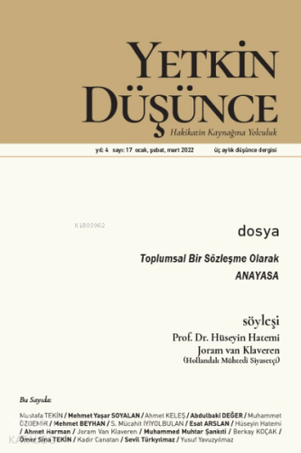 Yetkin Düşünce 17. Sayı ;Toplumsal Bir Sözleşme Olarak Anayasa - Kitap