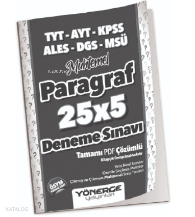 YKS TYT AYT KPSS ALES DGS MSÜ Muhtemel Paragraf 25x5 Deneme Çözümlü