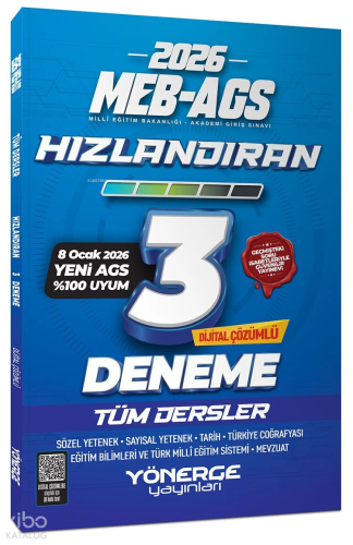 Yönerge 2026 MEB-AGS Tüm Dersler Hızlandıran 3 Deneme Çözümlü