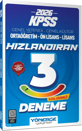 Yönerge Yayınları 2026 KPSS Genel Yetenek Genel Kültür Hızlandıran  3 Deneme